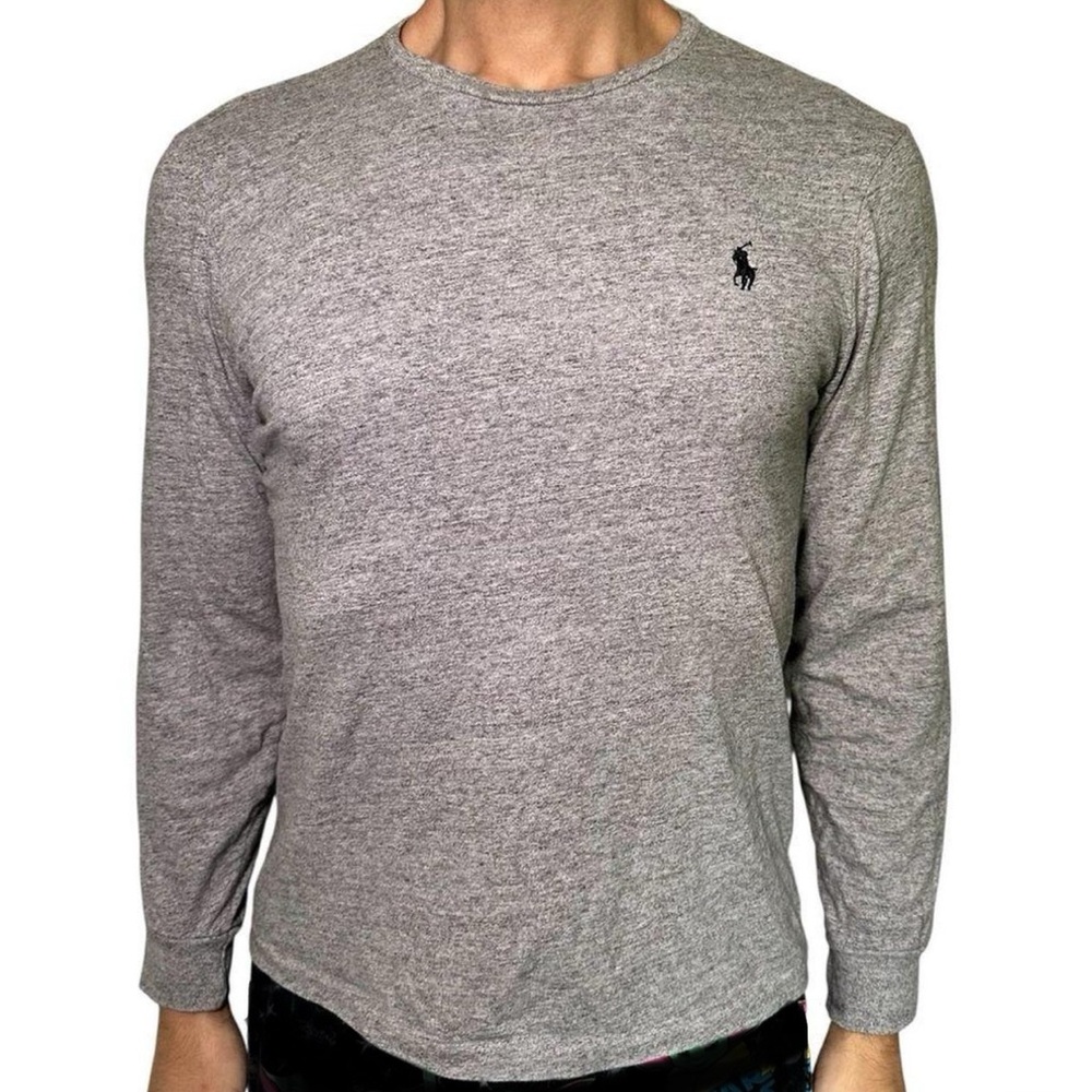 Polo by Ralph Lauren Vintage Heather Gray Long Sleeve Tee Custom Fit